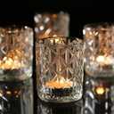 48 Pack Clear Votive Candle Holders, Vintage Glass Candle Holder for Floating Candle, Tealight Candle Holder for Table Centerpieces Home Bridal Shower Birthday Christmas Wedding Table Decor(48)