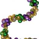 6 Ft Mardi Gras Garland with Purple Green Gold Glitter Balls, Carnival Bead Decor for Front Door, Mantel, Wall and Fireplace, Festive Fat Tuesday Indoor Outdoor Party Supplies
