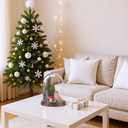 Christmas Decorations Indoor, Light Up Christmas Decor, Christmas Tree, Deer, Mushroom in Plastic Dome Cloche, Miniature Decor for Holiday Party Family Table Decoration