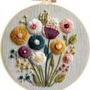 JJFox Embroidery Kit for Beginners and Adults, DIY Hand Embroidery Starter Kit with Cute Pattern, Cross Stitch Needlepoint Set with Hoop, Threads and Instructions (Flower)