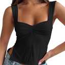Women Cute Crop Tank Top Teen Girls Summer Y2K Strappy Going Out Tops, Size M