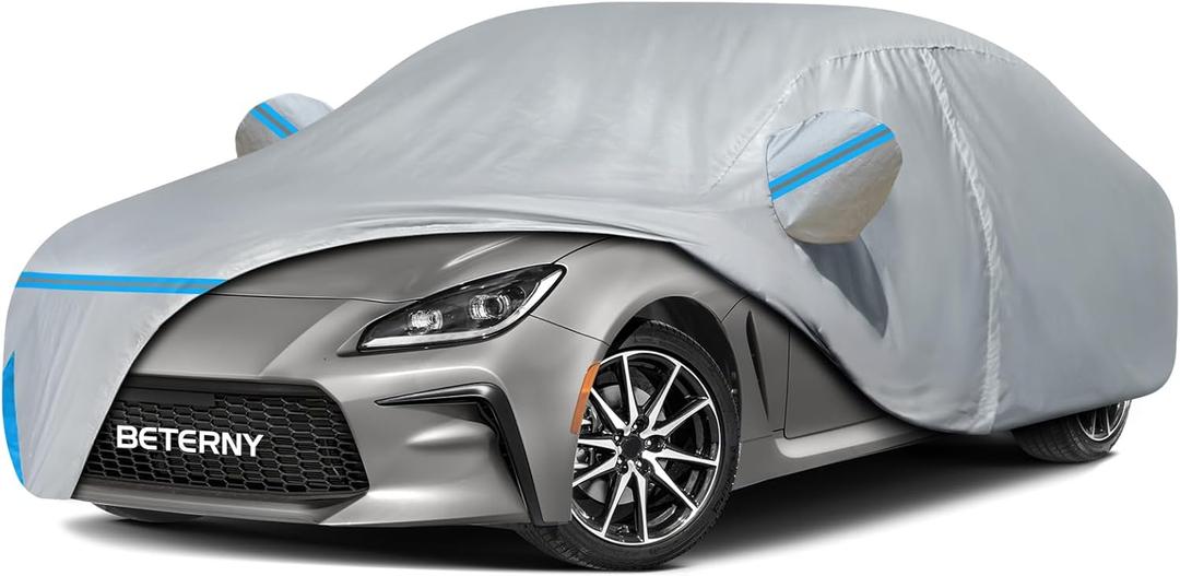 Car Cover for 2013-2025 Toyota GR86/Subaru BRZ, Waterproof Custom-fit All Weather Sun Rain UV Dust Snow Protection Outdoor GR86 Full Car Cover with Door Zipper and Cotton Lining-Grey