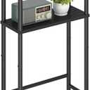 Asgolion Narrow Console Table, 15.7" Small Entryway Table, 2-Tier Sofa Table with Storage, Skinny Console Tables for Entryway, Hallway, Bedroom, Living Room, Foyer, Black
