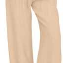 FireSwan Womens Palazzo Pants Casual Drawstring Flowy Pants Wide Leg Summer Beach Linen Trousers with Pockets (Medium, Light Khaki)