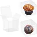 TEMLQPACK 100 Pack 3x3x3 Inch Clear Plastic Bakery Boxes for Hot Chocolate Bombs, Small Pastries & Cookies