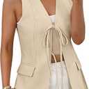 Cicy Bell Womens Tie Front Blazer Vest Summer Sleeveless V Neck Tank Top 2025 Casual Business Waistcoat (XL)