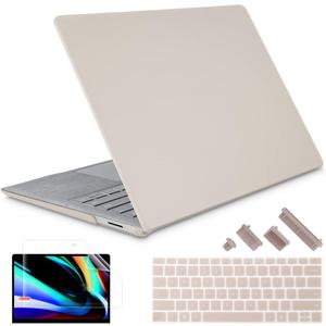 May Chen Case for 13.5" Microsoft Surface Laptop 3/4/5 with Alcantara Palm Rest Model 1867 1958 1950 (2019 2021 2022), Plastic Hard Shell Case with Keyboard Cover + Screen Protector, Stone