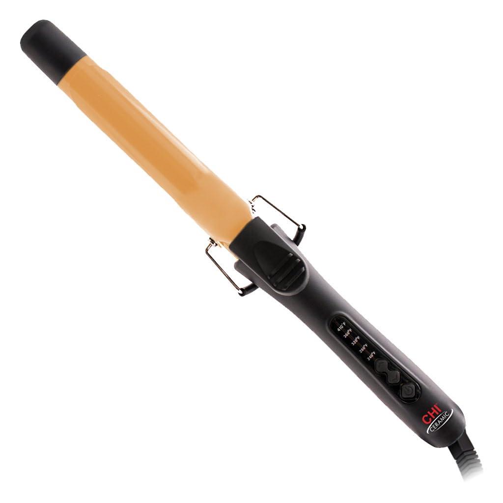 CHI Ceramic Curling Iron, Hair Curler for Smooth & Shiny Curls, Adjustable Temperature & Automatic Shut-Off, 1" Barrel, Black (1 inch)