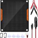 OYMSAE 5W 12V Solar Car Battery Charger Portable Waterproof Solar Power Battery Charger & maintainer with Trickle Cigarette Lighter Plug & Alligator Clip (Black)