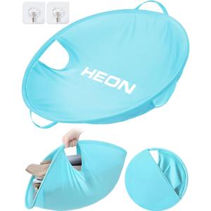 27" Pop Up Laundry Hamper, HEON Collapsible Laundry Basket for Dirty Clothes Dryer & Washer Removal, Foldable Pop Up Clothes Hamper with Durable Handles for Family Apartment Dorm Laundry Room (Cyan)