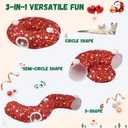 Cat Tunnel Christmas Tree Skirt Cat Tunnel Bed for Indoor Cats Play Donut Tunnel Toys S Shape for Rabbit Ferret (Red)