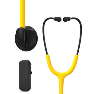 Single Head Stethoscope for Doctors/Nurses/Nursing School Students, Medical and Home Use with Accessories Name Tag, FSA HSA Eligible (Yellow Tube, with EVA Case)