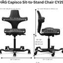 HAG Capisco Sit to Stand Chair-Black Frame-Upholstered Dark Gray, 29 inches x 29 inches x 37.5 inches