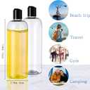 Nuenen 24 Pieces Plastic Empty Bottles Clear Squeeze Travel Containers with Black Disc Cap Refillable Shampoo Travel Bottles for Toiletries Lotion Container for Body Soap Cream(16 oz)