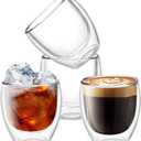 Set of 4 Double Walled Glass Coffee Mugs 8 Ounces Insulated Layer Coffee Cups Borosilicate Glass Espresso Cup for Hot Beverage,Cappuccino,Tea,Latte, Microwave Safe