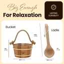 Sauna Bucket and Ladle Set Handcrafted from Canadian Red Cedar Wood 1 Gallon (4Liters) Water Capacity Leakproof Liner Natural Rope Handle - Luxury Sauna Accessories Set