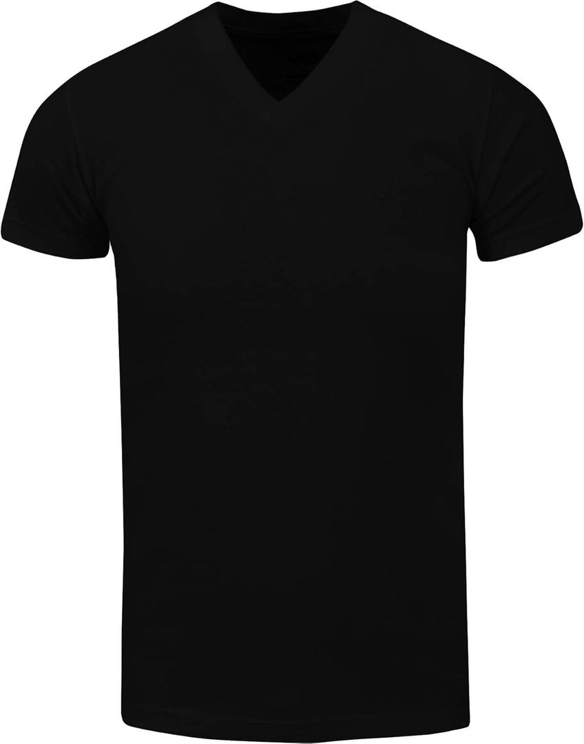 Men's Heavyweight Cotton T Shirt  Basic 6.2 Ounce Short Sleeve V Neck Plain Tee Top Tshirts Regular Big and Tall Size (Large, Black)