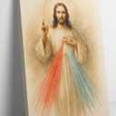 Jesus Divine Mercy Canvas Wall Art Catholic Christianity Prints Sacred Heart Christ Portrait Painting Pictures Christian Religious Wall Decor for Living Room Bedroom 12x16in Framed