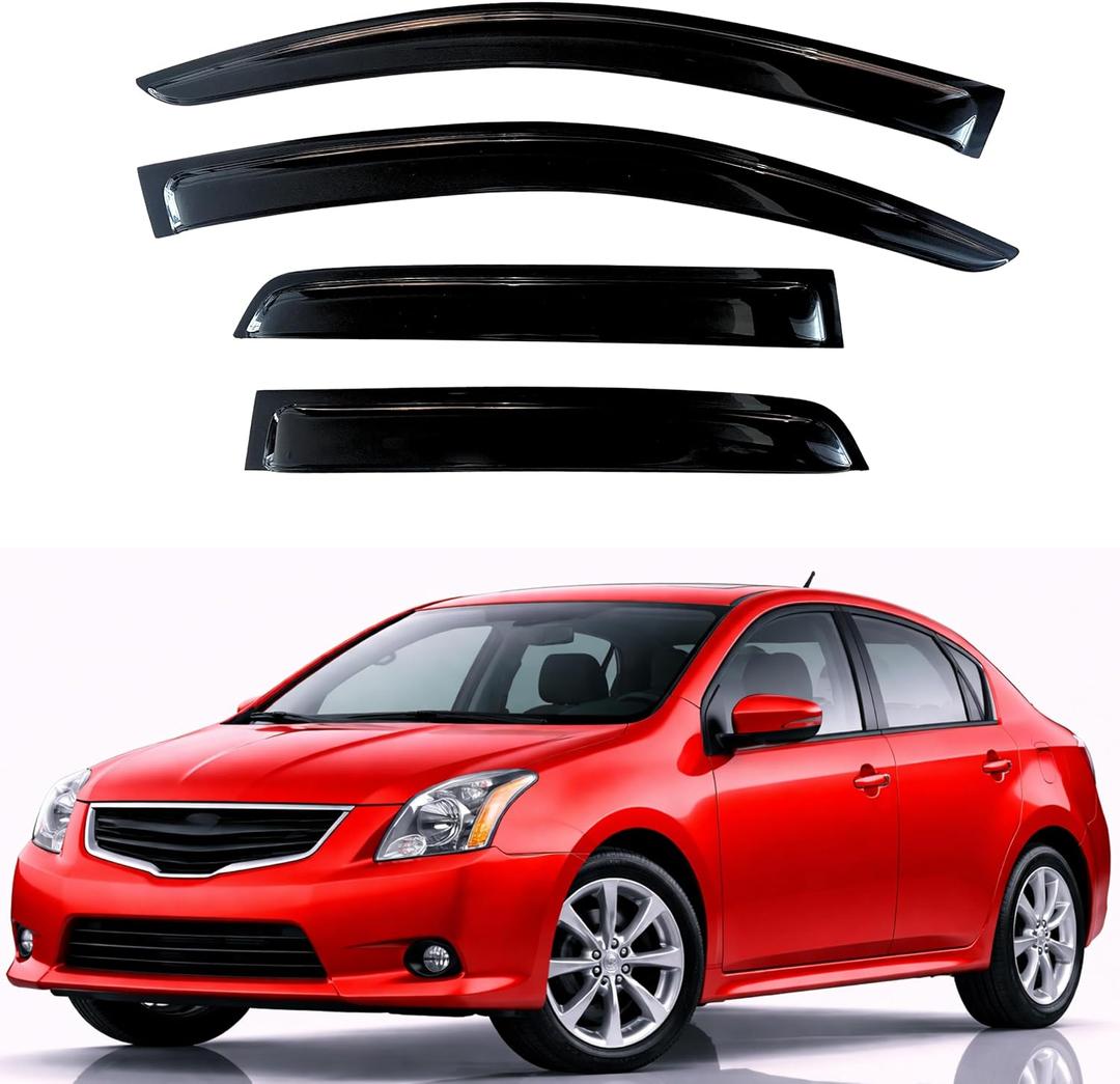 KPY Rain Guards Fit for 2007-2012 Nissan Sentra, Out-Channel Window Visors Vent Wind Deflectors 4PC, Car Accessories for 07-12 Sentra