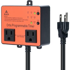 Above Ground Pool Timer, Ortis Smart Pool Timer with One-Button Operation, for Swimming Pools, Filters, Pumps, and Landscape Lights Black