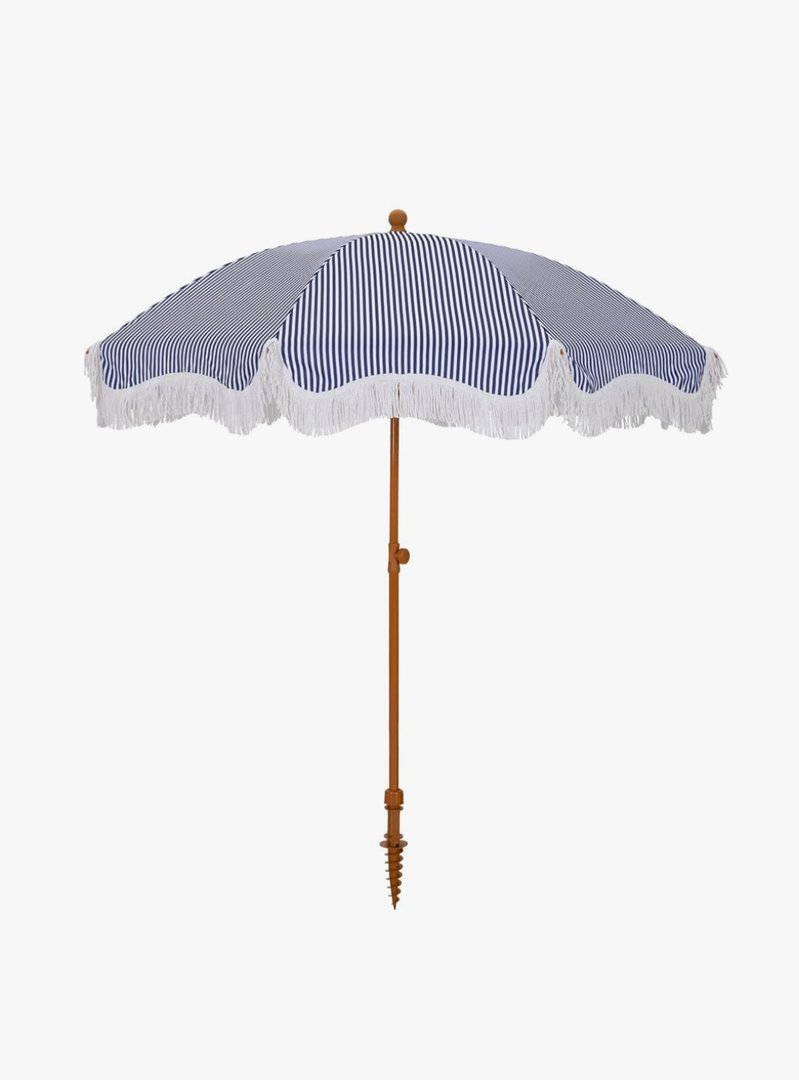 HERA'S PALACE 7ft Heavy Duty Beach Umbrella with Sand Anchor, Fringe Umbrella for Sand, UV 50+, Patio Umbrella with Tilt Pole for Garden Pool Backyard