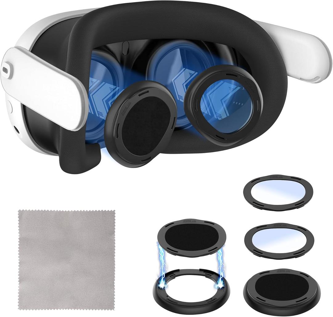 Lens Protector Anti Fog Kit for Meta Quest 3, Lens Protector Cover Compatible with Oculus Quest 3, Glasses Spacer Accessories with Blue Light Blocking Glasses for Meta Quest 3
