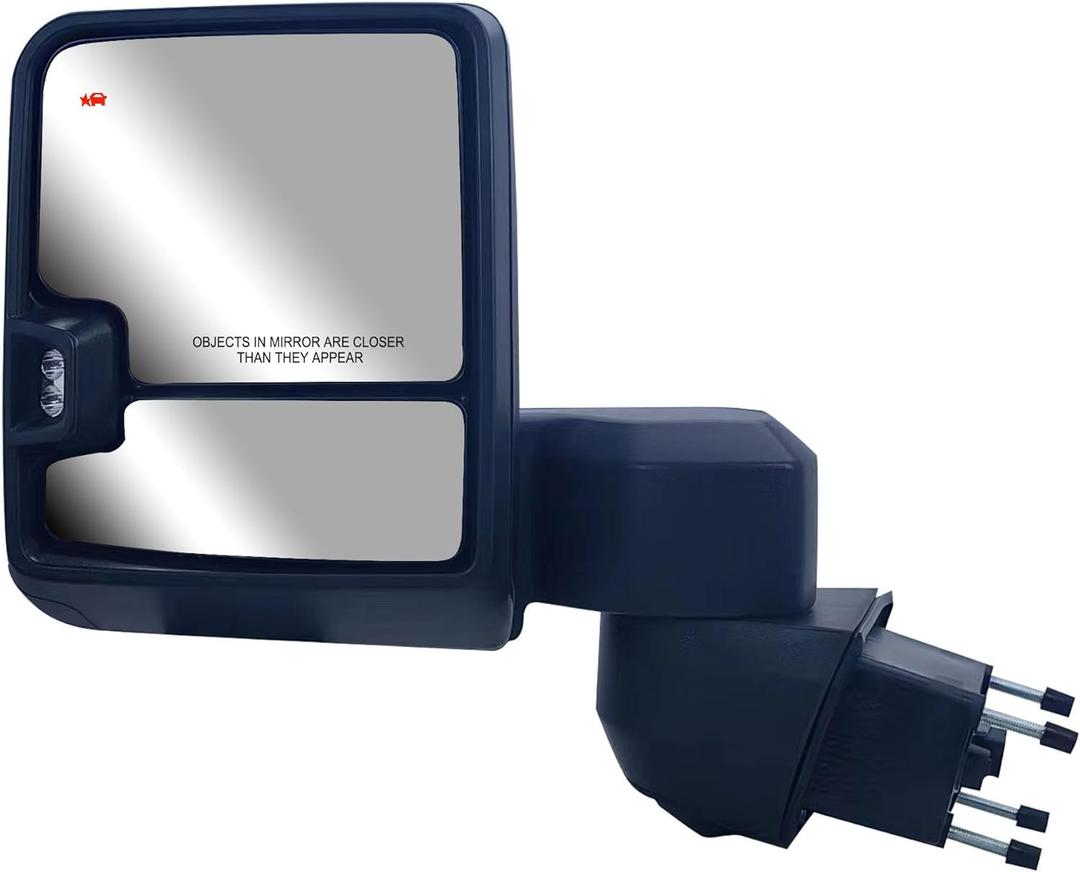 Driver Left Side Door Towing Mirror Power and Heated with Signal Light and BLIS Textured Back Cover For Chevrolet Silverado GMC Sierra 2500HD 3500HD from 2019 to 2024