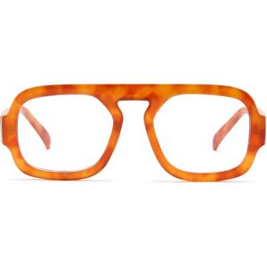 FEISEDY Fashion Blue Light Blocking Glasses for Woman Men Trendy Vintage Square Frame Stylish Fake Eyeglasses B0285 (Brown Cheetah)