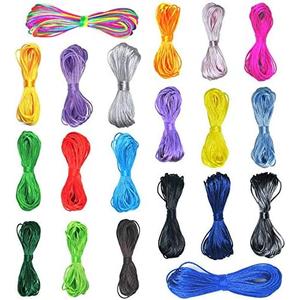 Nylon Cord for Bracelet Making 1.5mm Nylon Cord Rattail Cord 20 Bundles 219 Yard Silk Satin Cord Satin Cord Nylon Cord for Jewelry Making Chinese Knotting Cord Strings for Bracelets
