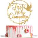 First Holy Communion Cake Topper, Spanish Baptism, Religious Christening, Wedding Baby Shower 1st Birthday Party Decorations, Gold Glitter