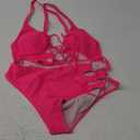 SOLY HUX Women's Plus Size Bikini Set Sexy Swimsuit Lace Up Tummy Control 2 Piece Bathing Suit (Hot Pink), Size: XL