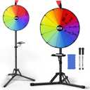 16-inch Prize Wheel Spinner with Stable Tripod Stand, Adjustable Height 36"-64" Spinning Wheel of Fortune, Dry Erase 12 Slots for Trade Shows, Parties & Events