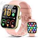 Smart Watch for Men Women, 1.96" Fitness Tracker Running Watch (Answer/Make Call), IP68 Waterproof, Pedometer, Sleep/Step/Heart Rate Monitor, 110+ Sport Modes Smartwatch for Adroid iOS Phone, Pink