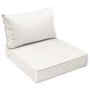 AAAAAcessories Outdoor Chair Cushions, 24 x 24 x 5 + 13.5 in, Patio Furniture Replacement Seat Cushions, Fade-Resistant, Waterproof, Removable Cover with Ties, Linen White