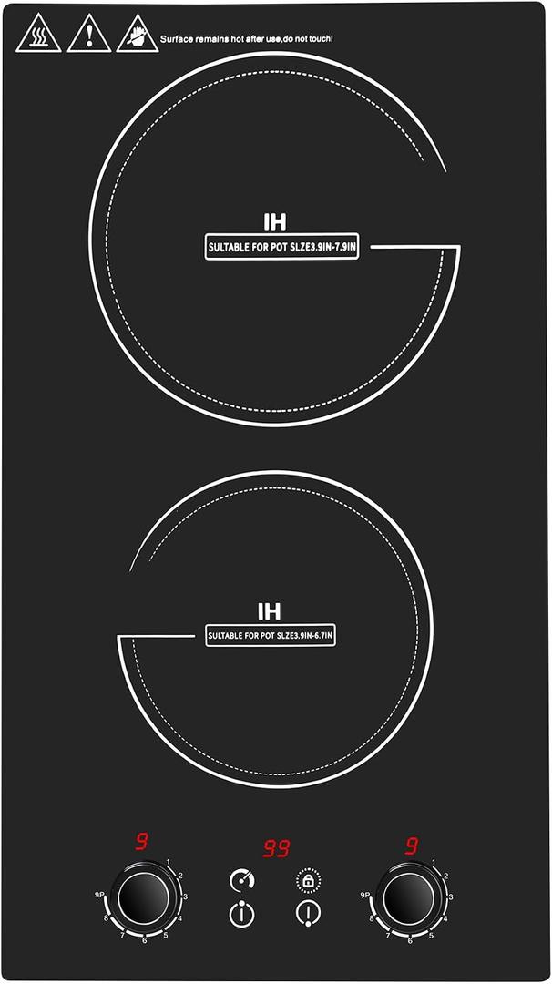 Double Induction Cooktop,110V 2600W 2 burner induction cooktop with hot plat with LED Touch Screen 10 Levels,Child Safety Lock & Timer 110V countertop burners
