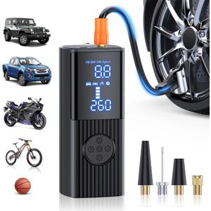 Tire Inflator Portable Air Compressor, 180PSI Cordless Air Pump with Digital Gauge, LED Light and Auto Shut-Off Function, 3X Faster Air Compressor for Car, Motorcycle, Bicycle, BallBlue