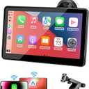 Portable Wireless CarPlay Screen for Car, 7" HD Touch Screen for Car with CarPlay and Android Auto, Pantalla para Carros with Bluetooth/AUX/FM Transmitter/Voice Control/Navigation for All Vehicles