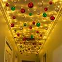 Soulchen Christmas Hallway Ceiling Decorations Set with 82 Christmas Ball Ornaments 100 Adhesive Ceiling Hooks 65 ft LED Light Strings Xmas Magical Light Hallway Decor for Indoor Outdoor Holiday Decor