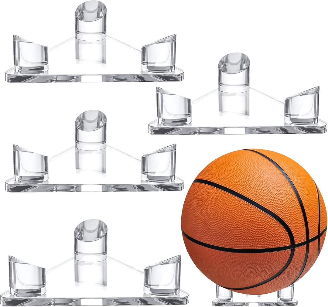 Sumind 3 Pack Acrylic Basketball Stand Holder Clear Sports Ball Storage Football Rack Display Stand for Basketball Football Volleyball Bowling Soccer Rugby Memorabilia Ball Display