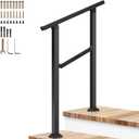 VIVOSUN Outdoor Handrail, 2 Step Stair Handrail, 26" 36" Fits 1 to 2 Steps, Wrought Mattle Iron Handrail for Concrete Steps, Porch Steps, One-Step Assembly, Black