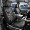 Seat Covers for Chevy Silverado GMC Sierra 2007-2026 Fit 1500 2500HD 3500HD | Custom Fit Trail Boss Z71 Crew Double Extended Cab,Durable Waterproof Faux Leather Seat Cushion Covers,Black 5 Seats