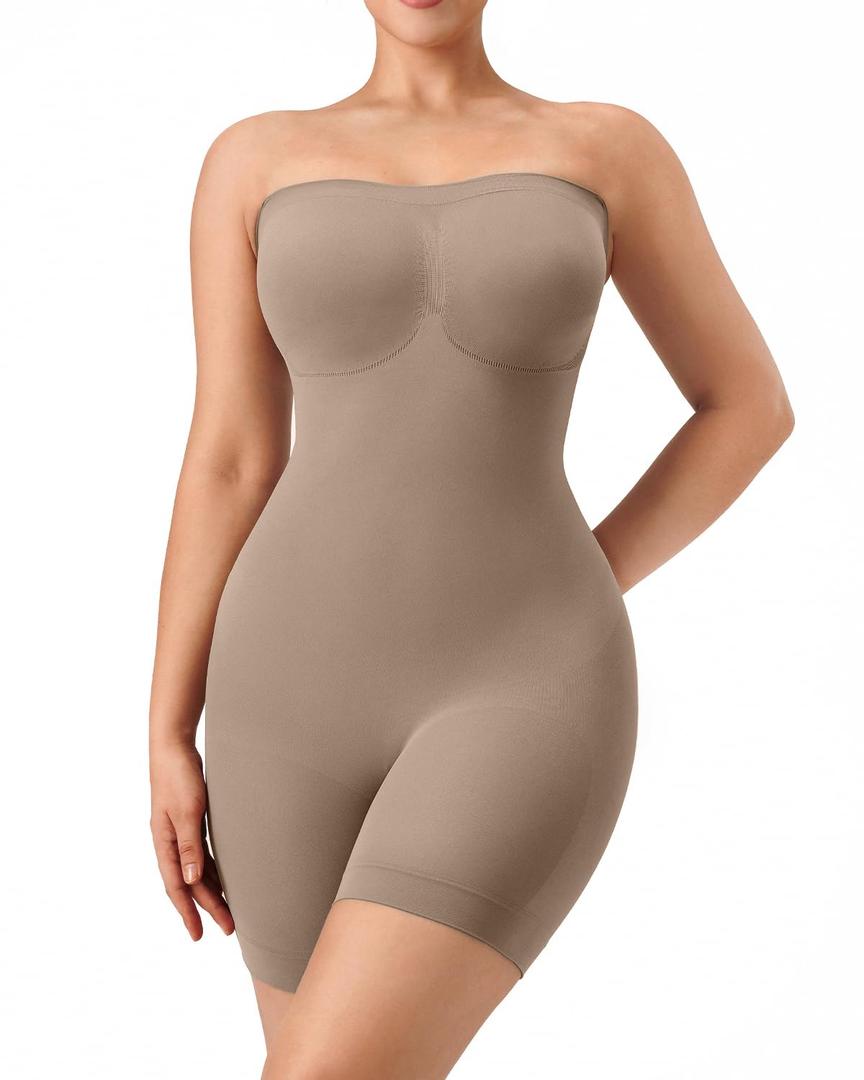 Strapless Shapewear for Women with Tummy Control, Seamless Sculpting Bodysuit for Workouts and Daily Wear Comfortable,XXS