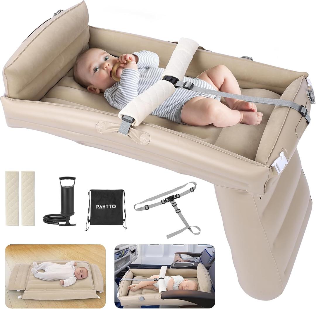 Kids Airplane Bed, Inflatable Plane Seat Extender for Toddler, Kids Travel Bed for Flight with Hand Pump, Toddler Travel Essentials