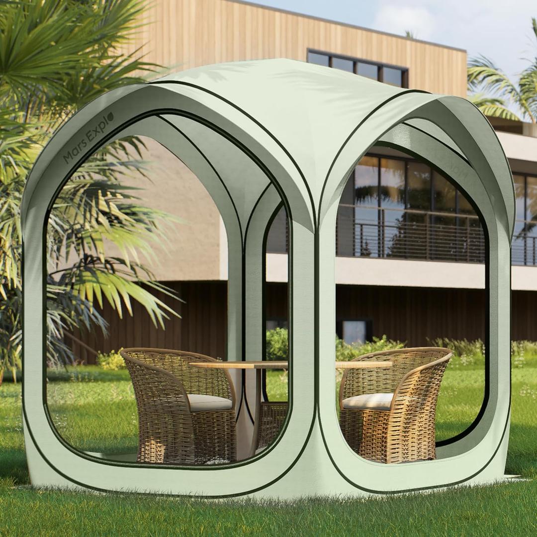 6x6 FT Pop-Up Screen House Tent, Portable Instant Screen Room Canopy with Mesh Doors and Carry Bag for Patio Backyard Deck Camping Outdoor, Pop up Gazebo, Popup Canopy Tent, Bright Green