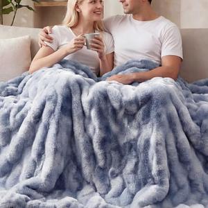 ORINOVA Tie-dye Blue Twin Cozy Faux Fur Blanket for Couch Bed Living Room 60x80 Furry Soft Fluffy Thick Warm Throw Blanket for Winter Home Gifts 860 GSM