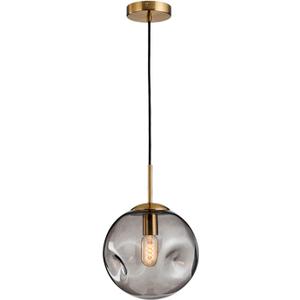 Modern Glass Pendant Light 20cm/25cm  Handcrafted Bubble Glass Globe with Golden Holder  E26 Ceiling Hanging Lamp for Kitchen Island,Dining Room,Bedroom,Caf,Bar  Smoky Grey Lampshade (20cm) (Gray)