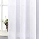 Mrs.Naturall White Linen Curtains 84 Inches Long for Bedroom,Light Filtering Semi Sheer Curtains 84 Inch Length 2 Panels Set