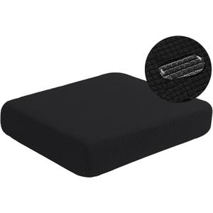 SICHOWEL Water-Repellent Sofa Cushion Covers Jacquard High Stretch Fabric Chair Cushion Furniture Protector for Living Room, Washable Sofa Seat Slipcover, 1 Seater (Small, Black) (1)