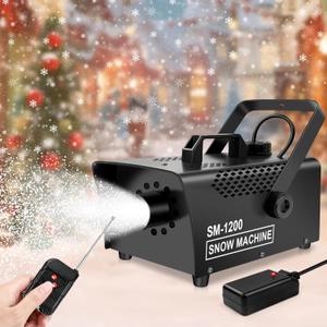 Snow Machine, 1200W Wireless Remote Control Snow Maker Machine for Outdoors Portable Premium Artificial Snowflake Machines Indoor for Christmas Holidays Parties Birthday Wedding Stage Effect B01