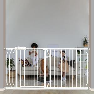 Extra Wide Baby & Dog Gate 62-67 Inch, Pressure Mounted No Drilling, Adjustable Indoor Safety Gate for Stairs & Wide Doorways - Metal Design for Kids and Pets, White